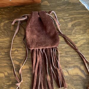 Chic Brown Suede Fringe Mini Bag